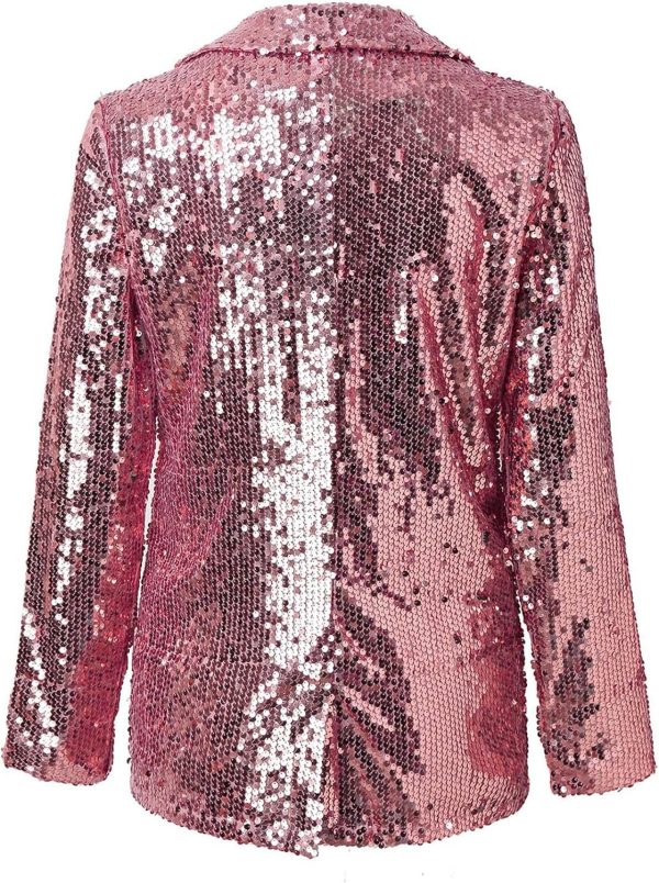 OMZIN Women Casual Sequin Baggy Blazer Long Sleeve Concert Jacket Glitter Trendy Plus Size Jacket - Image 24
