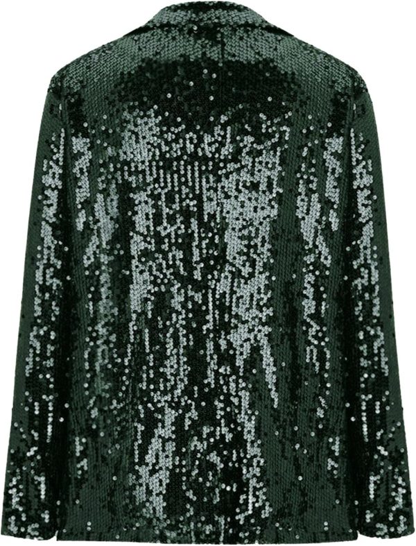 OMZIN Women Casual Sequin Baggy Blazer Long Sleeve Concert Jacket Glitter Trendy Plus Size Jacket - Image 27