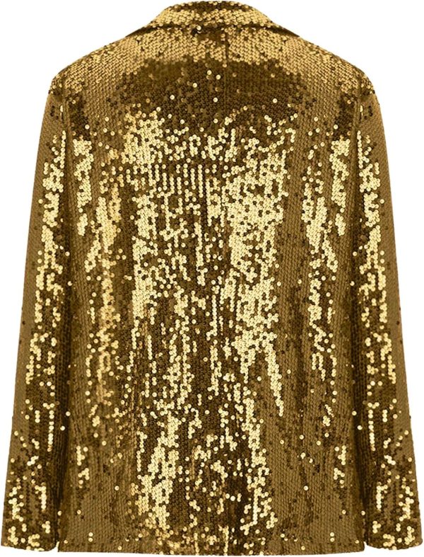 OMZIN Women Casual Sequin Baggy Blazer Long Sleeve Concert Jacket Glitter Trendy Plus Size Jacket - Image 30