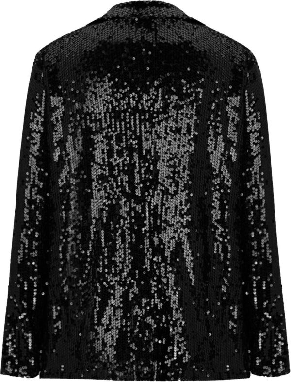OMZIN Women Casual Sequin Baggy Blazer Long Sleeve Concert Jacket Glitter Trendy Plus Size Jacket - Image 3