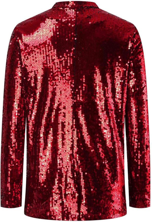 OMZIN Women Casual Sequin Baggy Blazer Long Sleeve Concert Jacket Glitter Trendy Plus Size Jacket - Image 7