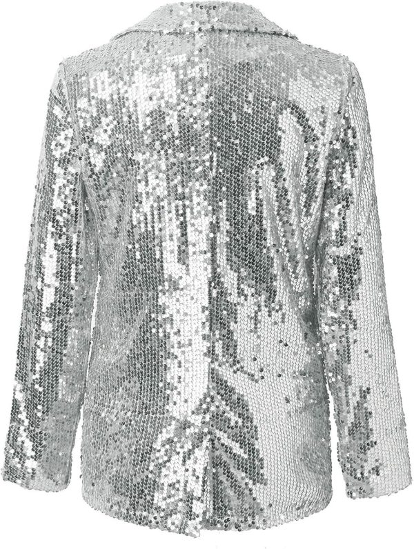OMZIN Women Casual Sequin Baggy Blazer Long Sleeve Concert Jacket Glitter Trendy Plus Size Jacket - Image 16