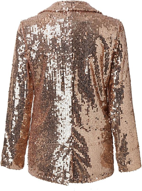 OMZIN Women Casual Sequin Baggy Blazer Long Sleeve Concert Jacket Glitter Trendy Plus Size Jacket - Image 19