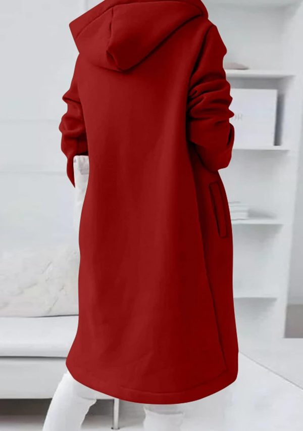 OMZIN Women's Long Irregular Hem Coat Winter Long Sleeve Plush Hoodies Mid Lenght Jacket - Image 6