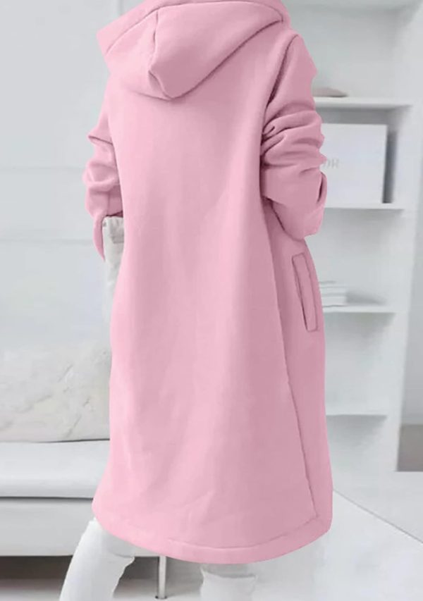 OMZIN Women's Long Irregular Hem Coat Winter Long Sleeve Plush Hoodies Mid Lenght Jacket - Image 9