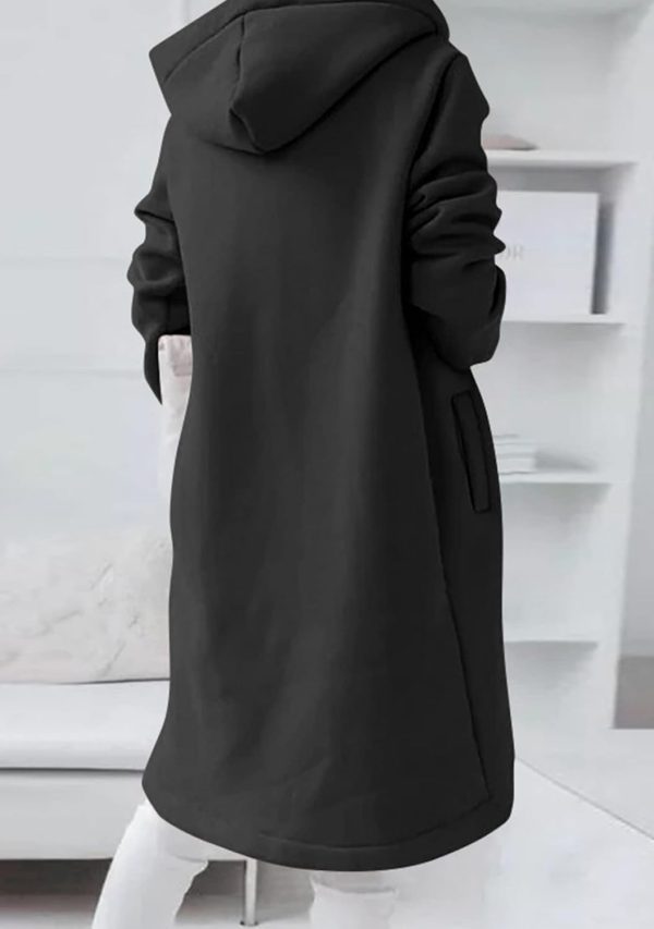 OMZIN Women's Long Irregular Hem Coat Winter Long Sleeve Plush Hoodies Mid Lenght Jacket - Image 15