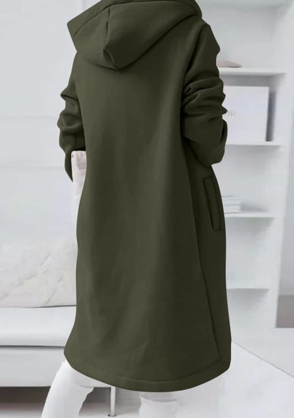 OMZIN Women's Long Irregular Hem Coat Winter Long Sleeve Plush Hoodies Mid Lenght Jacket - Image 21