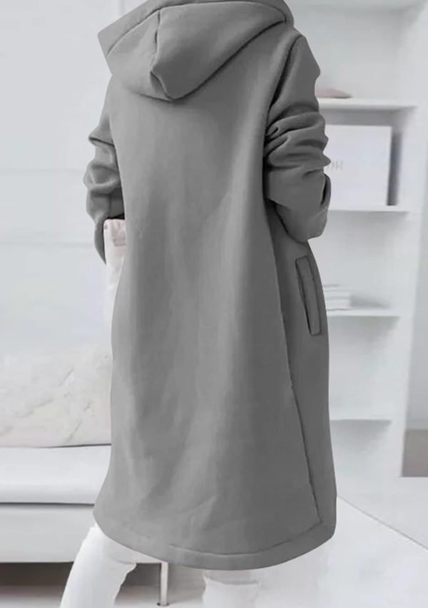OMZIN Women's Long Irregular Hem Coat Winter Long Sleeve Plush Hoodies Mid Lenght Jacket - Image 24