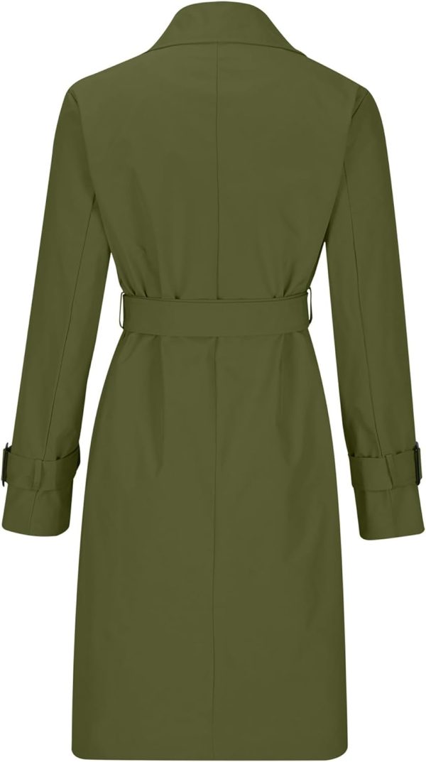 OMZIN Women Double Breasted Autumn Windbreaker Long Sleeve Causal Jacket With Belt Mid Length Classic Work Coat - Image 4