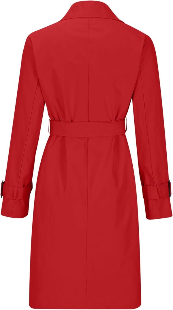 OMZIN Women Double Breasted Autumn Windbreaker Long Sleeve Causal Jacket With Belt Mid Length Classic Work Coat - Image 13