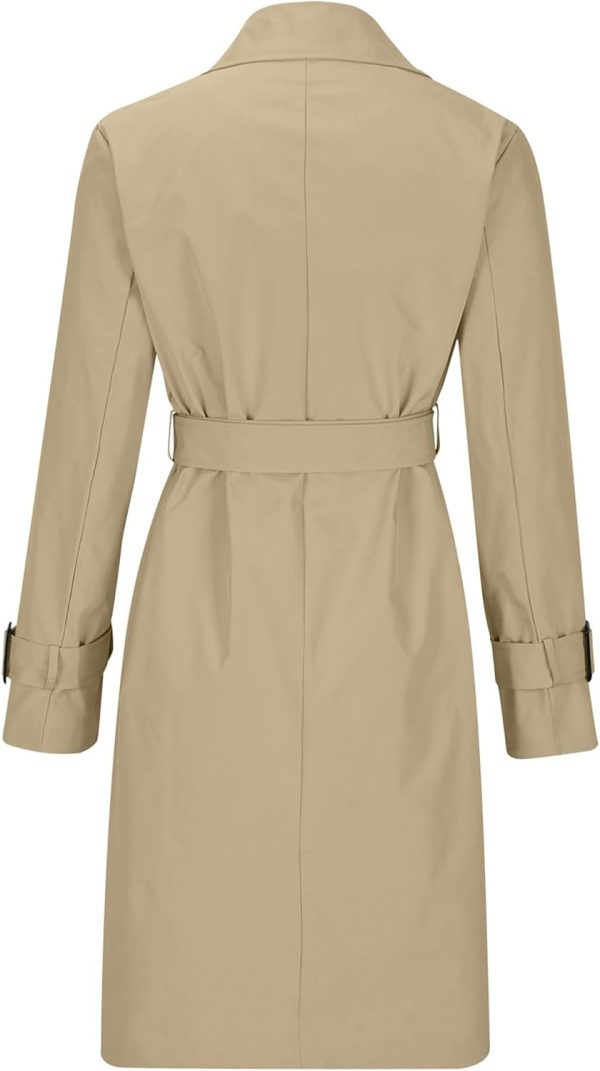 OMZIN Women Double Breasted Autumn Windbreaker Long Sleeve Causal Jacket With Belt Mid Length Classic Work Coat - Image 17