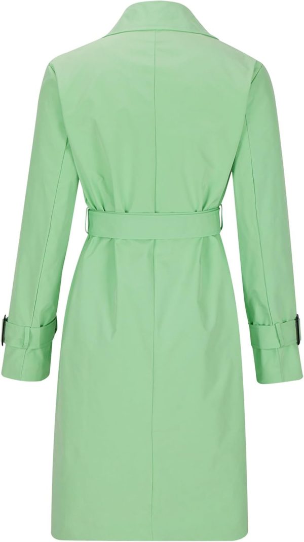 OMZIN Women Double Breasted Autumn Windbreaker Long Sleeve Causal Jacket With Belt Mid Length Classic Work Coat - Image 21