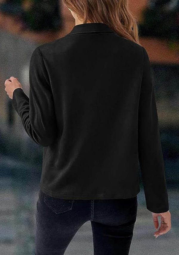OMZIN Women Lightweight Leisure Jacket Stylish Autumn Slim Fitted Coat Plain Faux Suede - Image 7